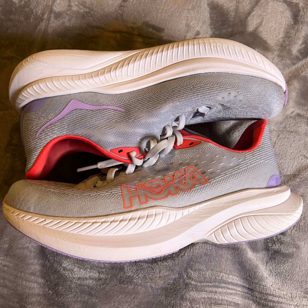 Hoka One One Mach 6 Womens 8 Gray Pink Purple Road Running Shoes 1147810 PLDS